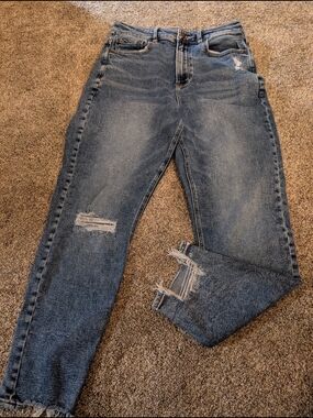 🌼 American Eagle Outfitters High-Rise Mom Distressed Jeans  EUC Size 8